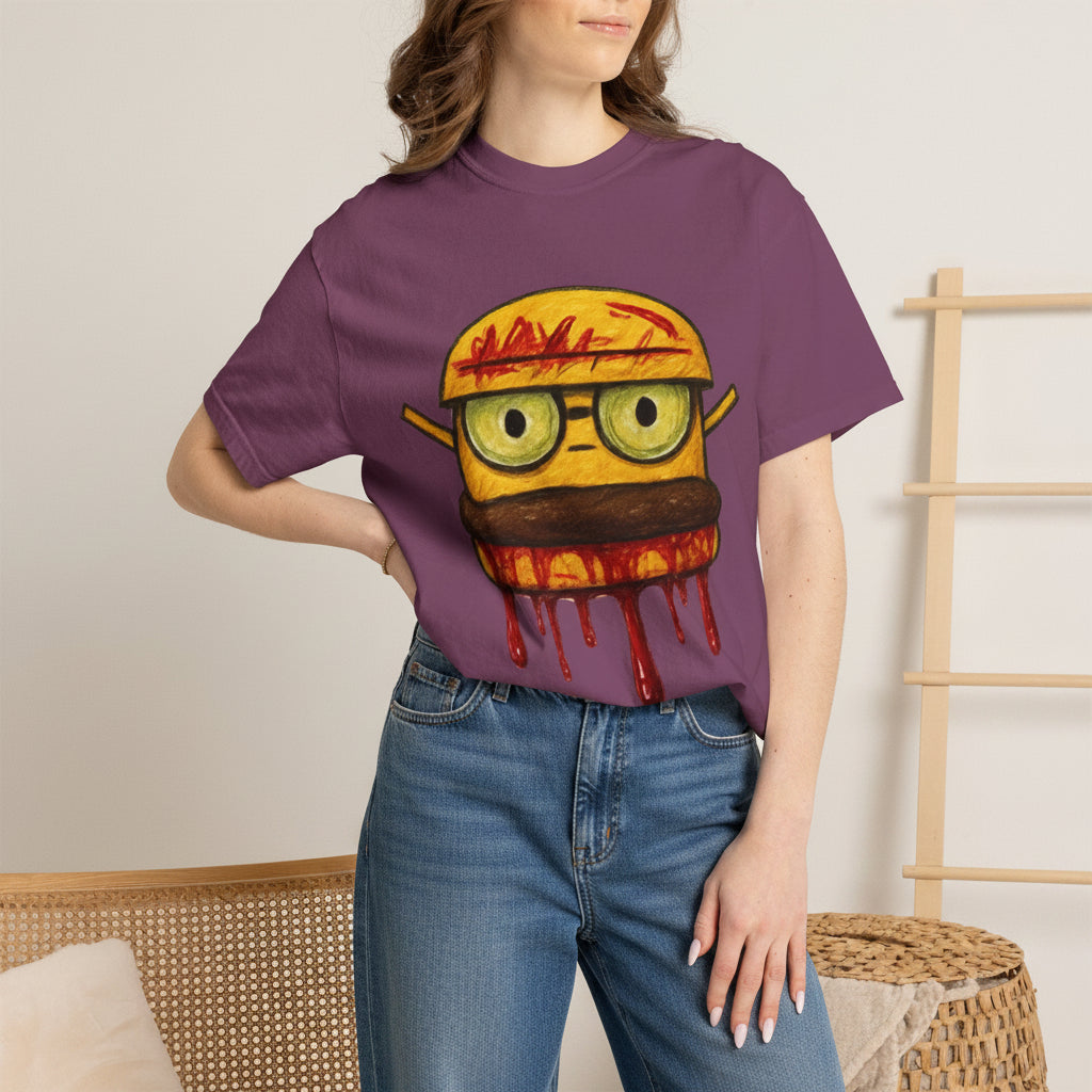 Dripping Cheeseburger Graphic T-Shirt — Retro Nerdy Burger Tee