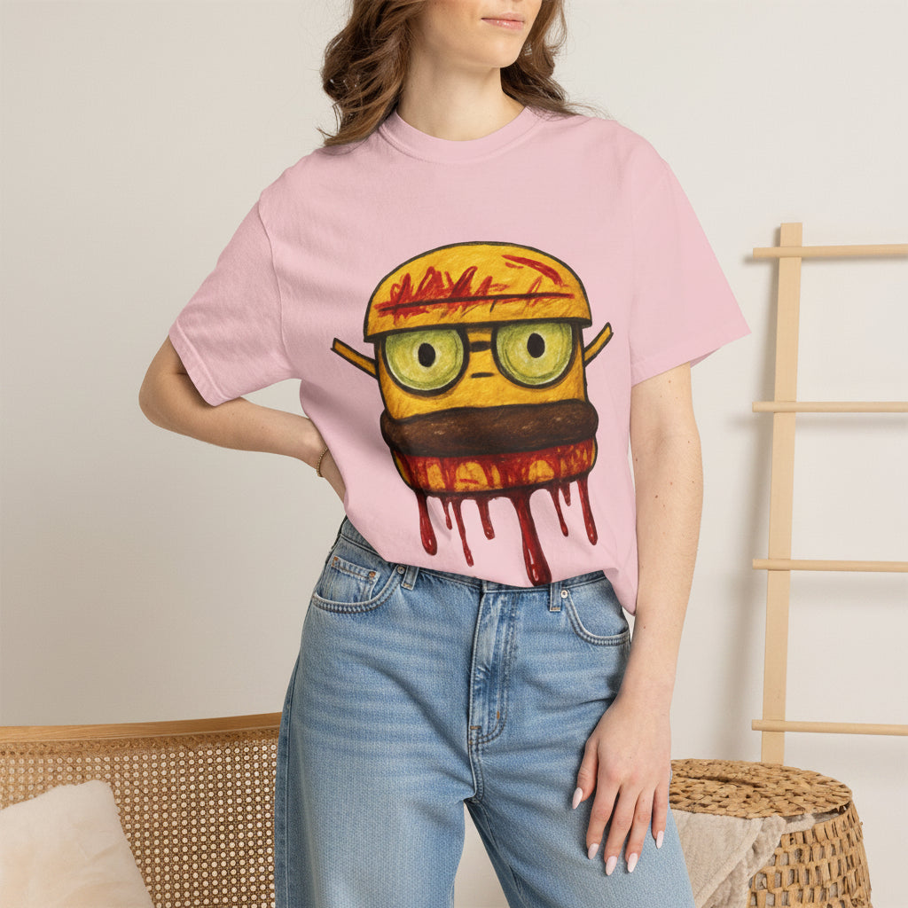 Dripping Cheeseburger Graphic T-Shirt — Retro Nerdy Burger Tee