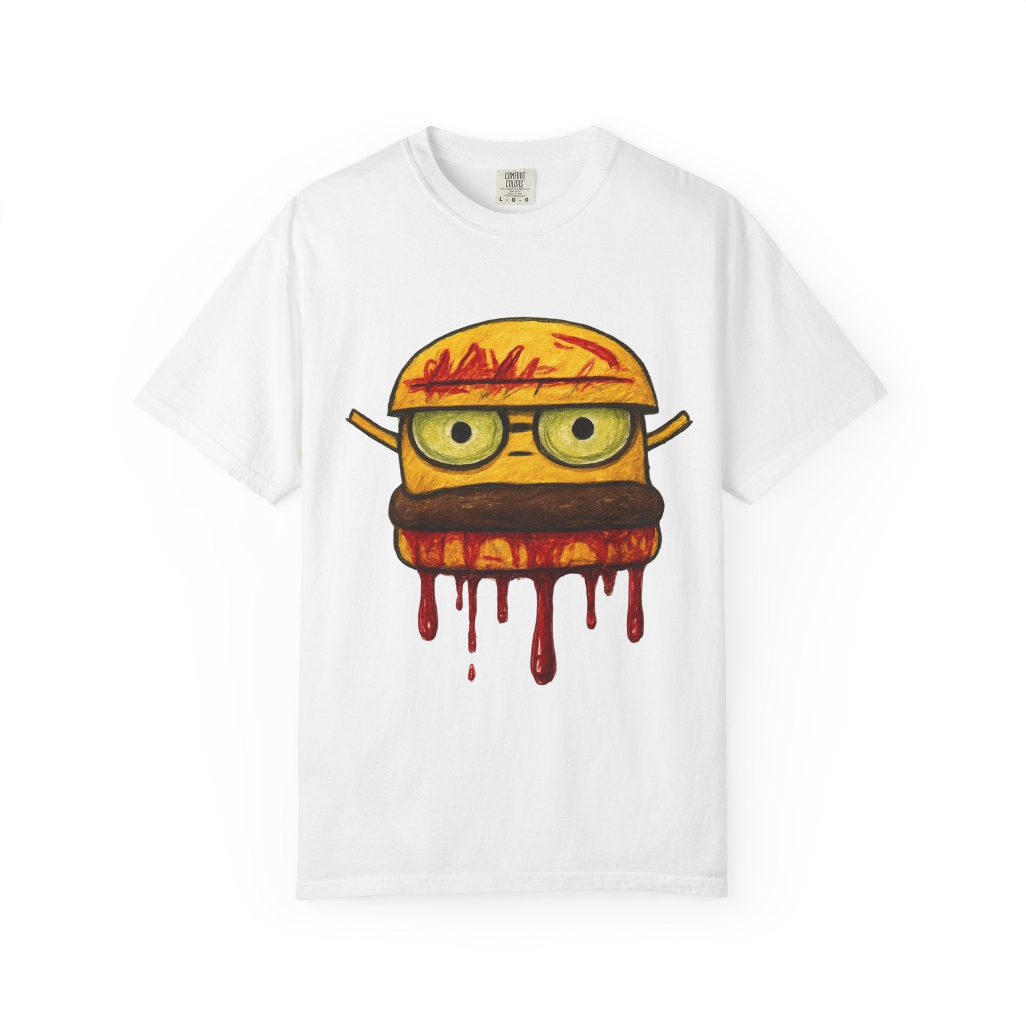 Dripping Cheeseburger Graphic T-Shirt — Retro Nerdy Burger Tee