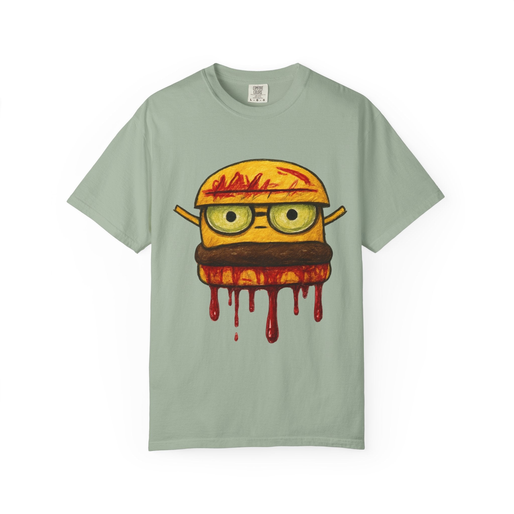 Dripping Cheeseburger Graphic T-Shirt — Retro Nerdy Burger Tee