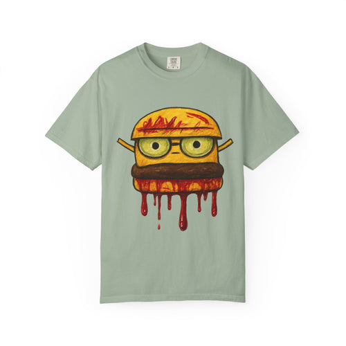 Dripping Cheeseburger Graphic T-Shirt — Retro Nerdy Burger Tee