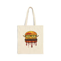 Burger Nerd Canvas Tote Bag — Cute Dripping Cheeseburger with Glasses Cotton Tote