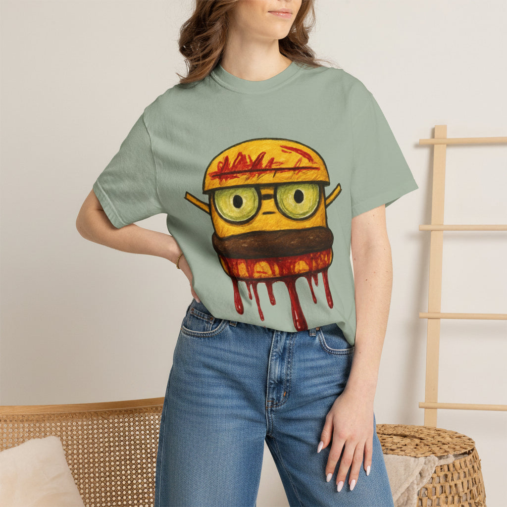 Dripping Cheeseburger Graphic T-Shirt — Retro Nerdy Burger Tee