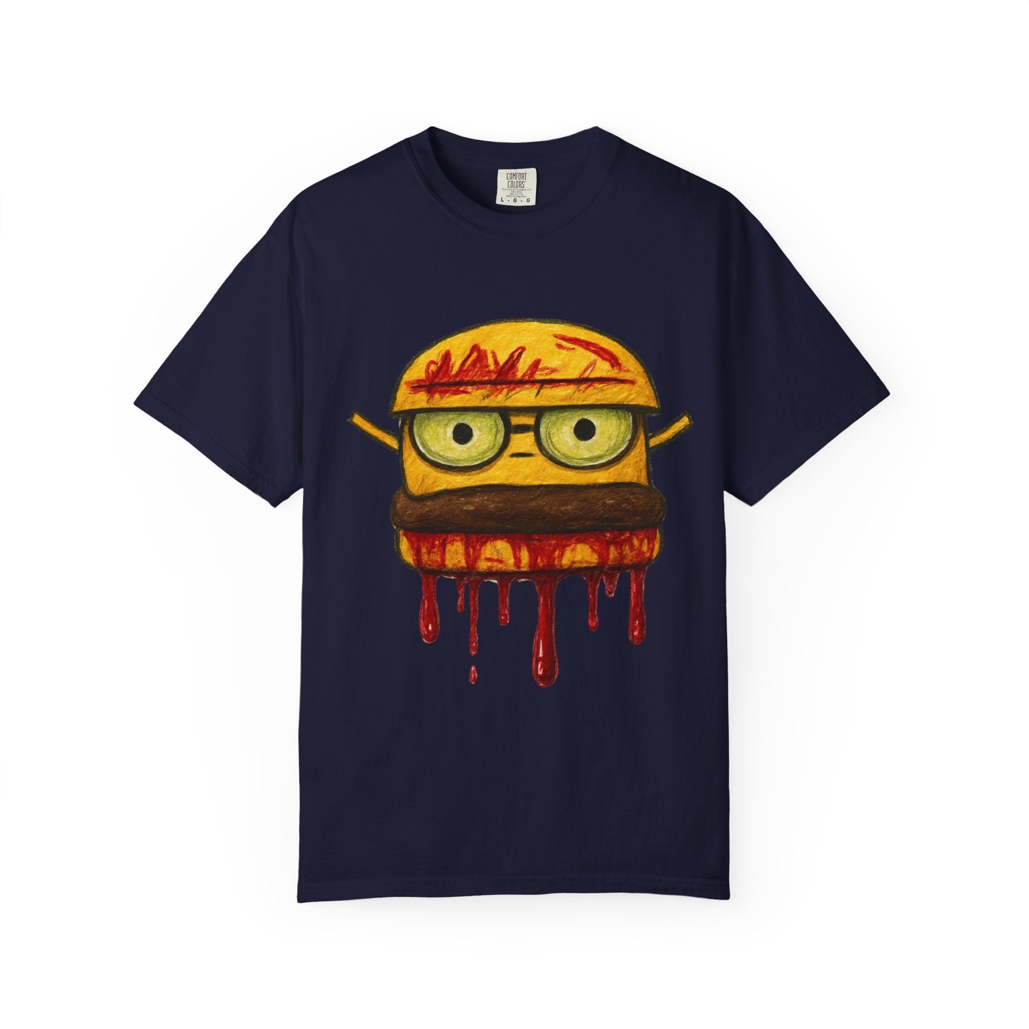 Dripping Cheeseburger Graphic T-Shirt — Retro Nerdy Burger Tee